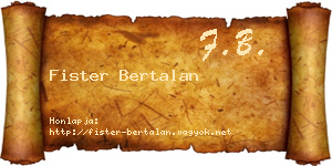 Fister Bertalan névjegykártya